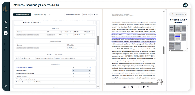 Informe de sociedades y poderes en LAILA
